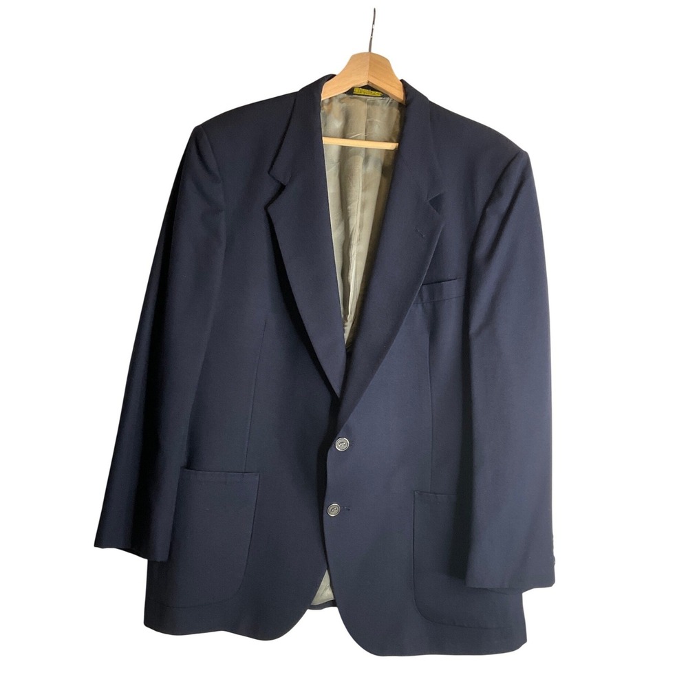 Vtg Nino Cerruti Rue Royale Kauffman's Navy Sports Coat Blazer Metal Buttons